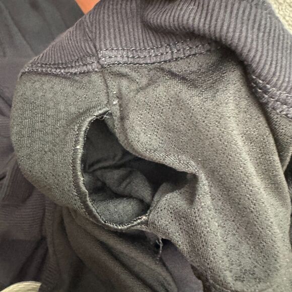 Vuori Ribbed Knit Wide Leg Jumpsuit Womens Large Navy Blue Elastic Drawstring - Picture 7 of 16